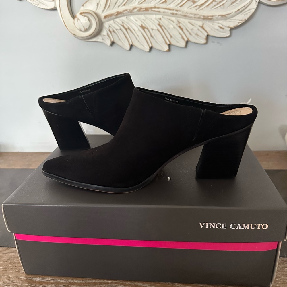 Vince Camuto Black Suede Mules